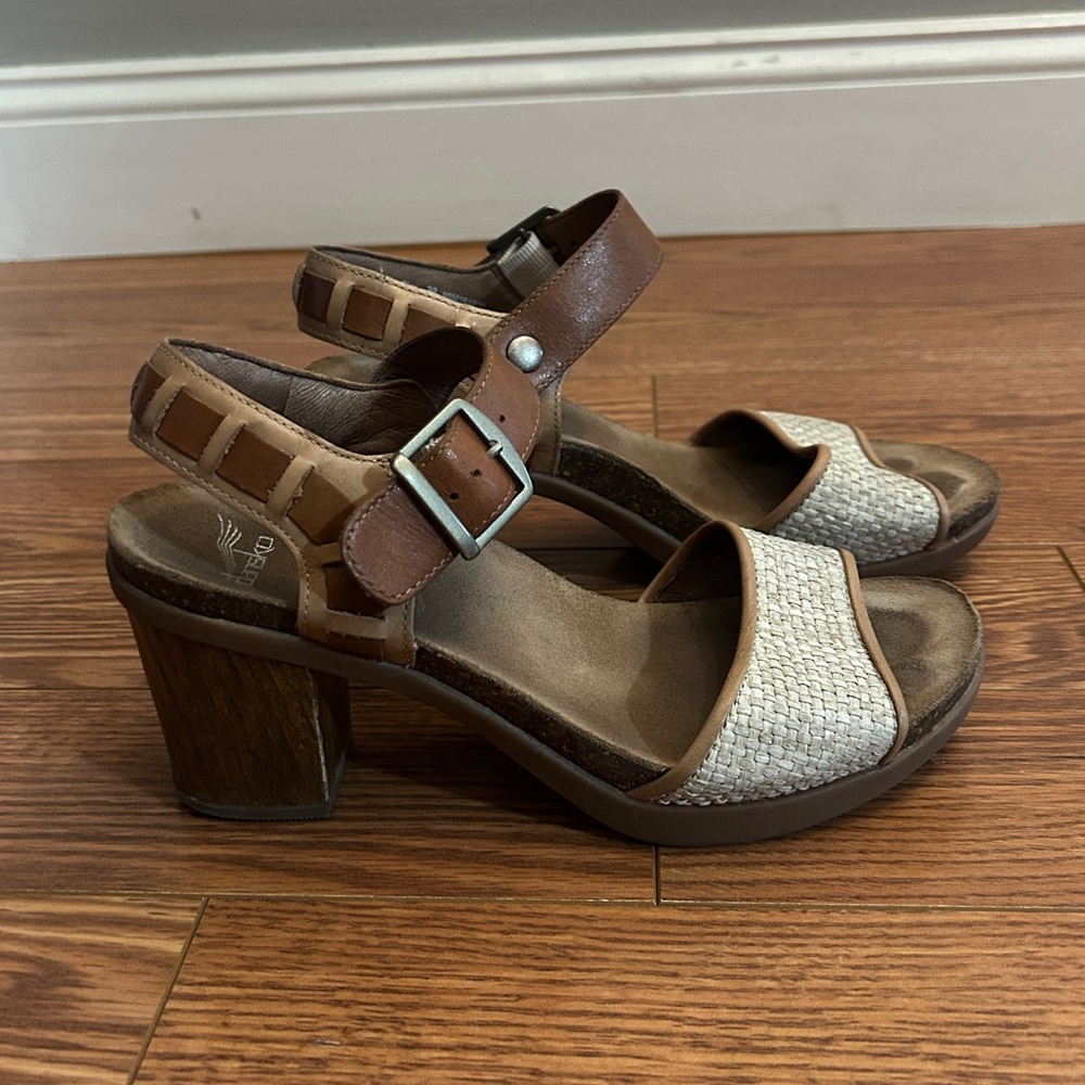 Brown and Cream Dansko Sandals